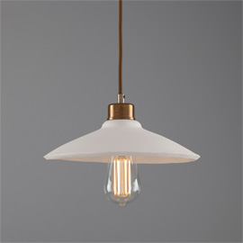 Pyrus Matt White Striped Pendant Light